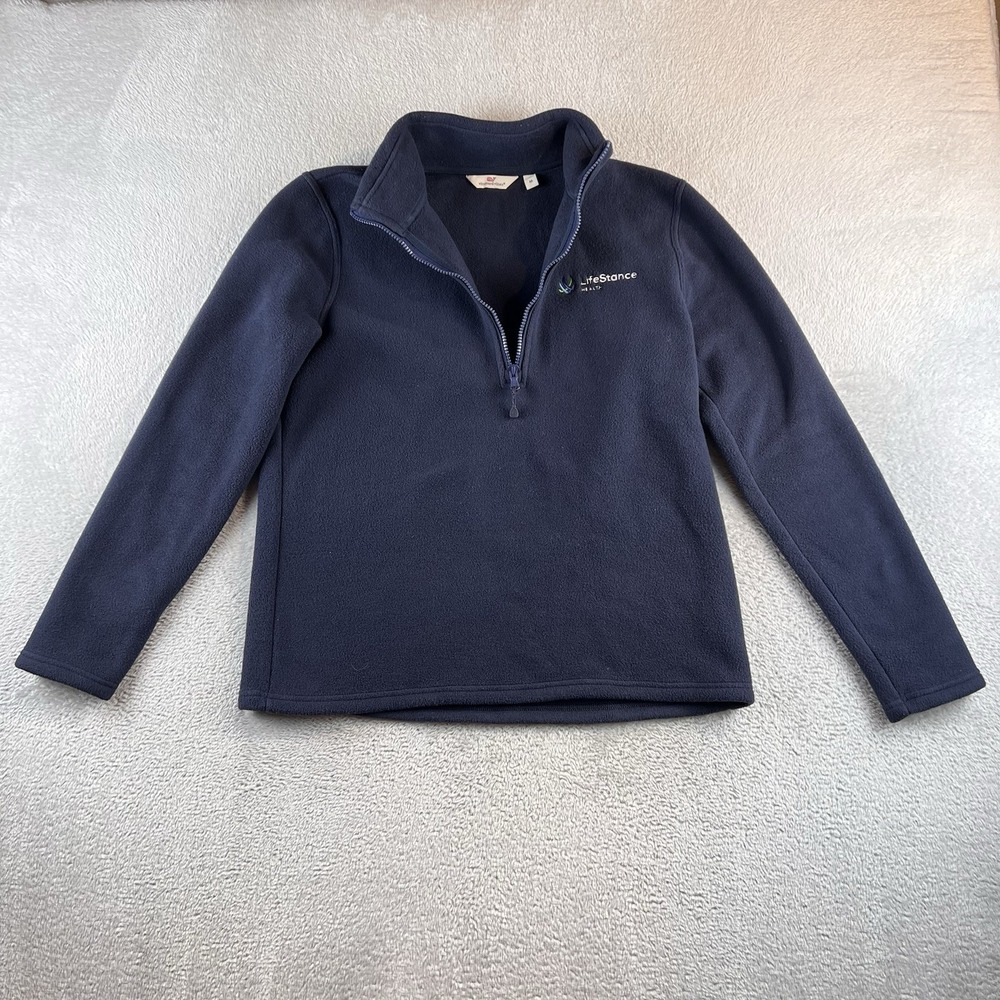 Vineyard Vines 1/4 Zip Fleece Mens M Navy Custom Logo Soft
